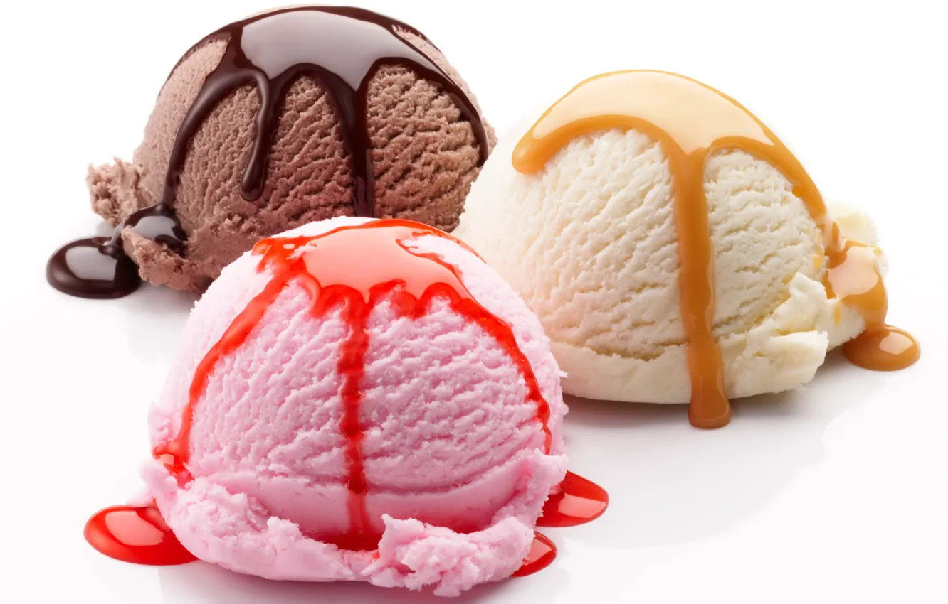 Photo wallpaper balls, chocolate, ice cream, dessert, glaze, dessert, ice cream, raspberry