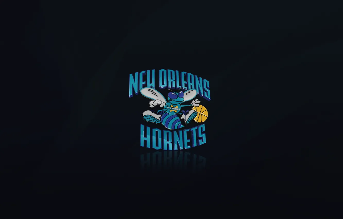 Photo wallpaper Black, Blue, Basketball, Logo, NBA, New Orleans, The hornets, New Orleans