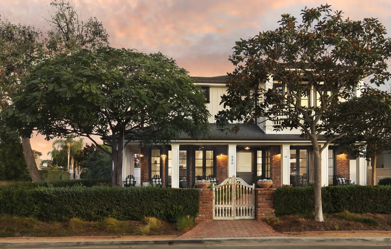 Photo wallpaper trees, design, the city, photo, home, USA, mansion, the bushes