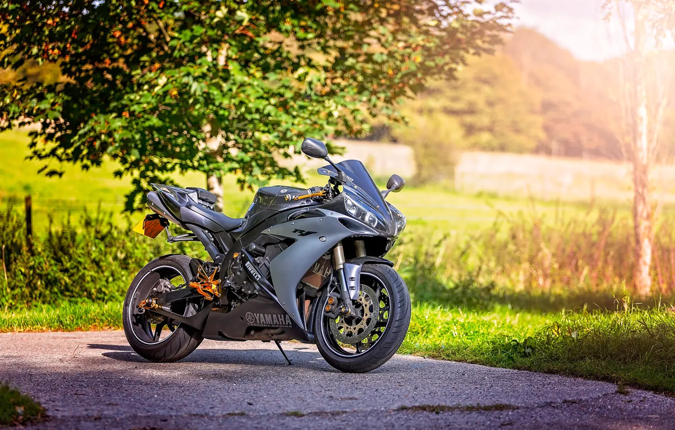 Photo wallpaper black, yamaha, grey, yzf-r1