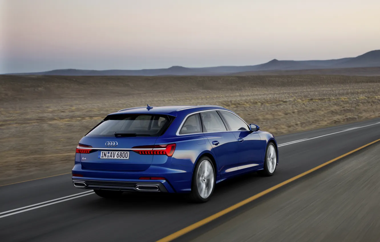 Photo wallpaper blue, Audi, plain, 2018, universal, A6 Avant
