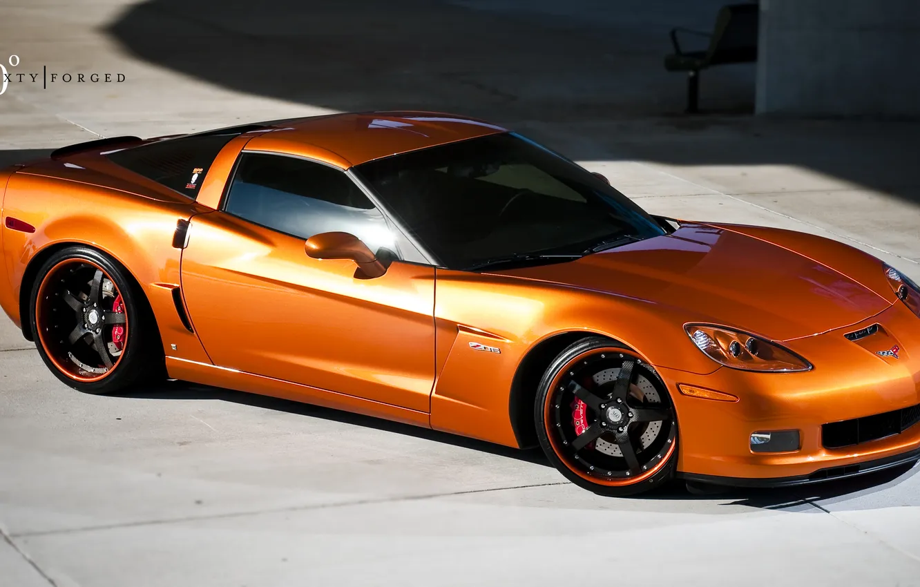 Photo wallpaper orange, Z06, Corvette, Chevrolet, Chevrolet, Corvette, orange, 360 three sixty forged