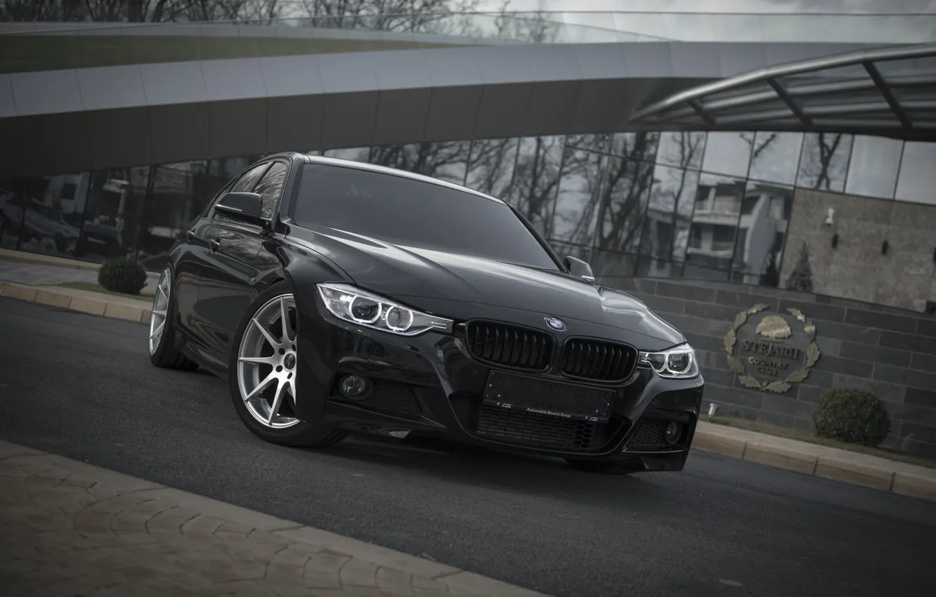 Photo wallpaper BMW, Black, BMW, Lights, Tuning, F30, Front