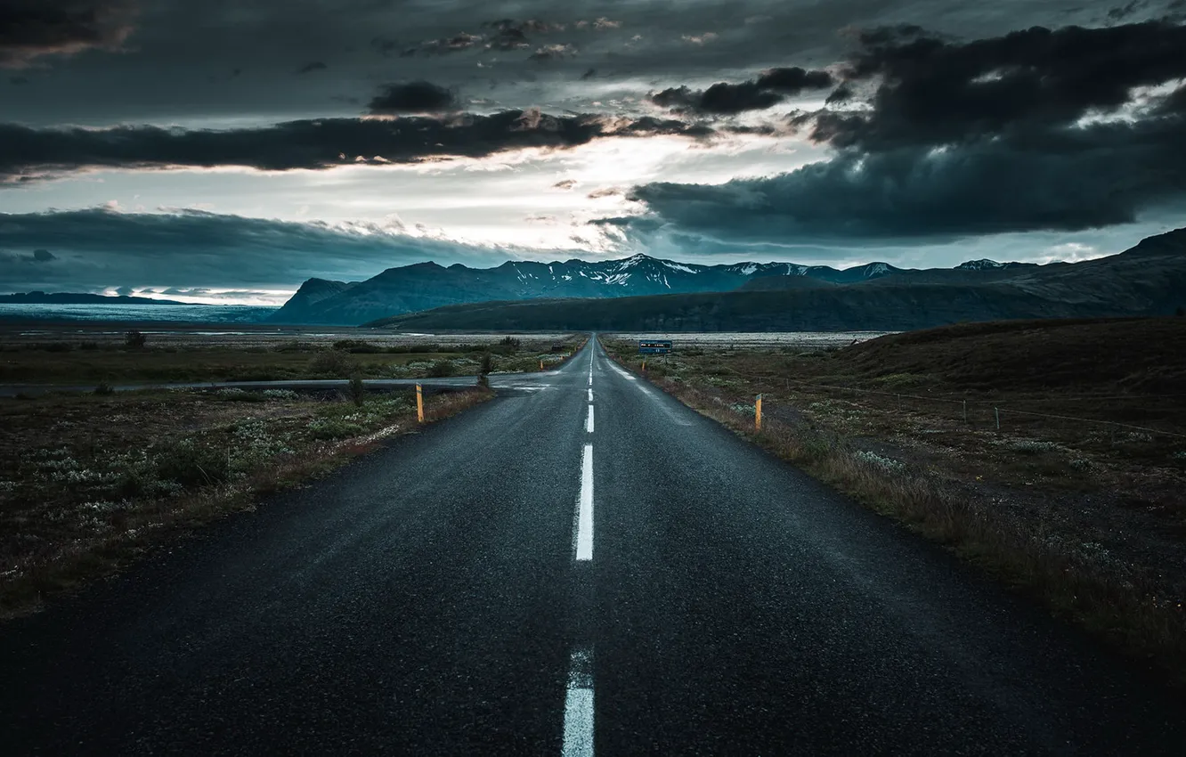 Photo wallpaper road, the sky, night