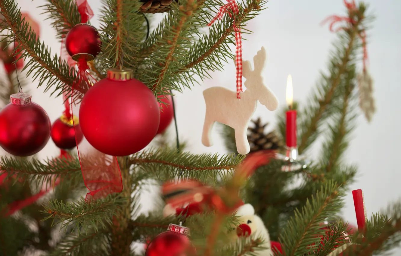 Photo wallpaper holiday, toy, tree, new year, candles, tape, the scenery, happy new year