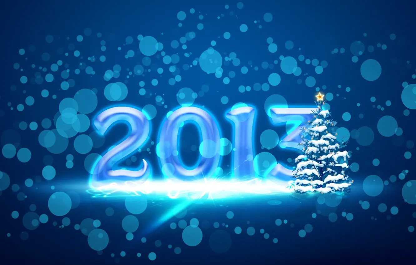 Photo wallpaper snow, circles, holiday, star, new year, spruce, tree, new year