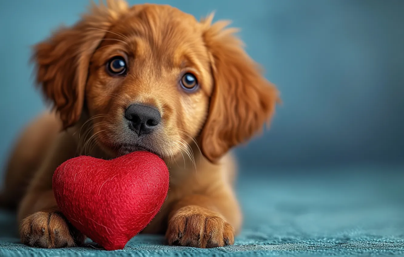 Photo wallpaper sweetheart, heart, dog, puppy, puppy, heart, dog, lovely