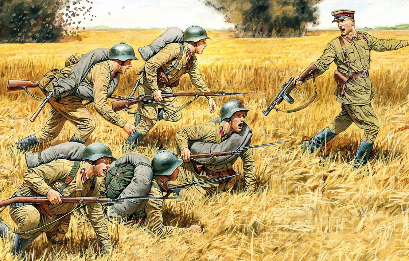 Photo wallpaper Attack, Soviet infantry, Counterattack, Soviet Infantry Summer 1941