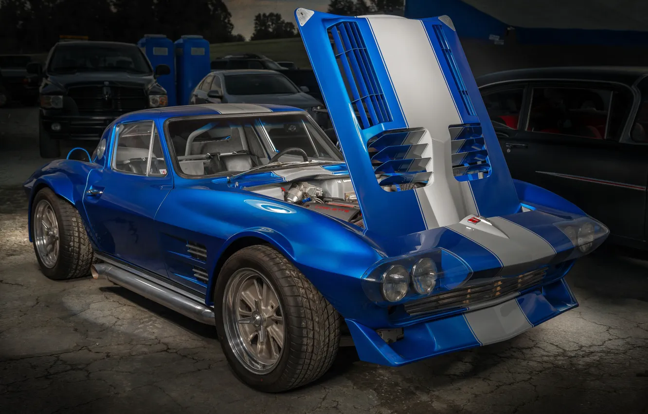 Photo wallpaper Corvette, Chevrolet, 1963, Grand Sport, replica