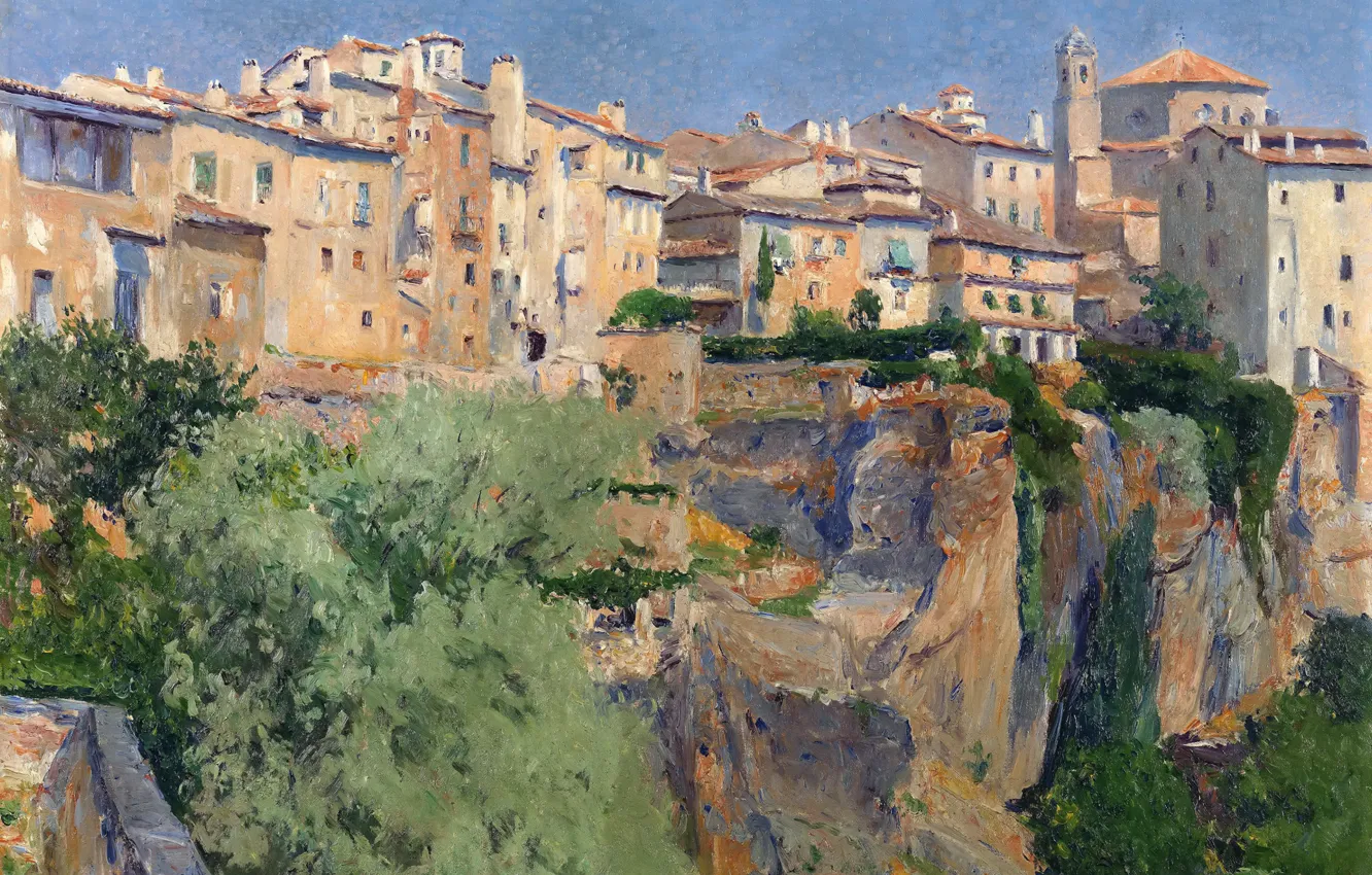 Photo wallpaper rock, home, picture, the urban landscape, Aureliano de Beruete and Moret, View Of Cuenca