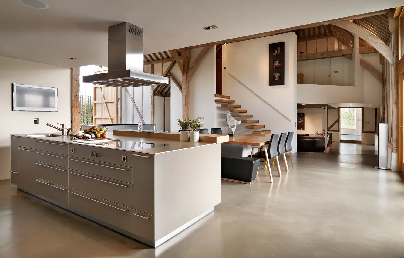 Photo wallpaper interior, kitchen, living room, dining room, ranch, Barn Conversion