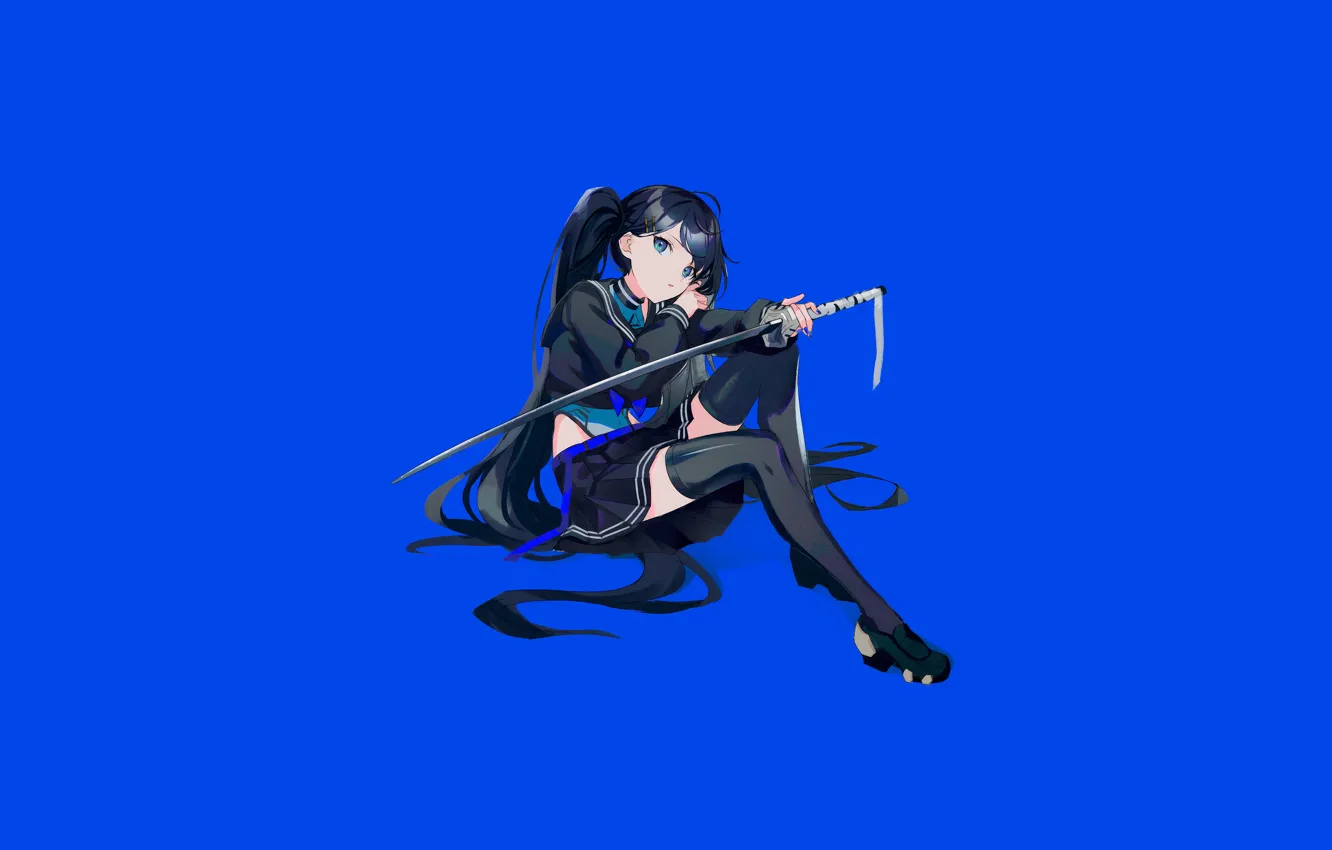 Photo wallpaper minimal, blue, katana, Archive