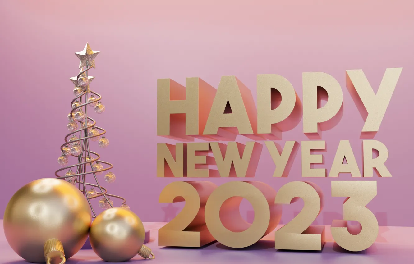 Photo wallpaper 2023, pink background, new year