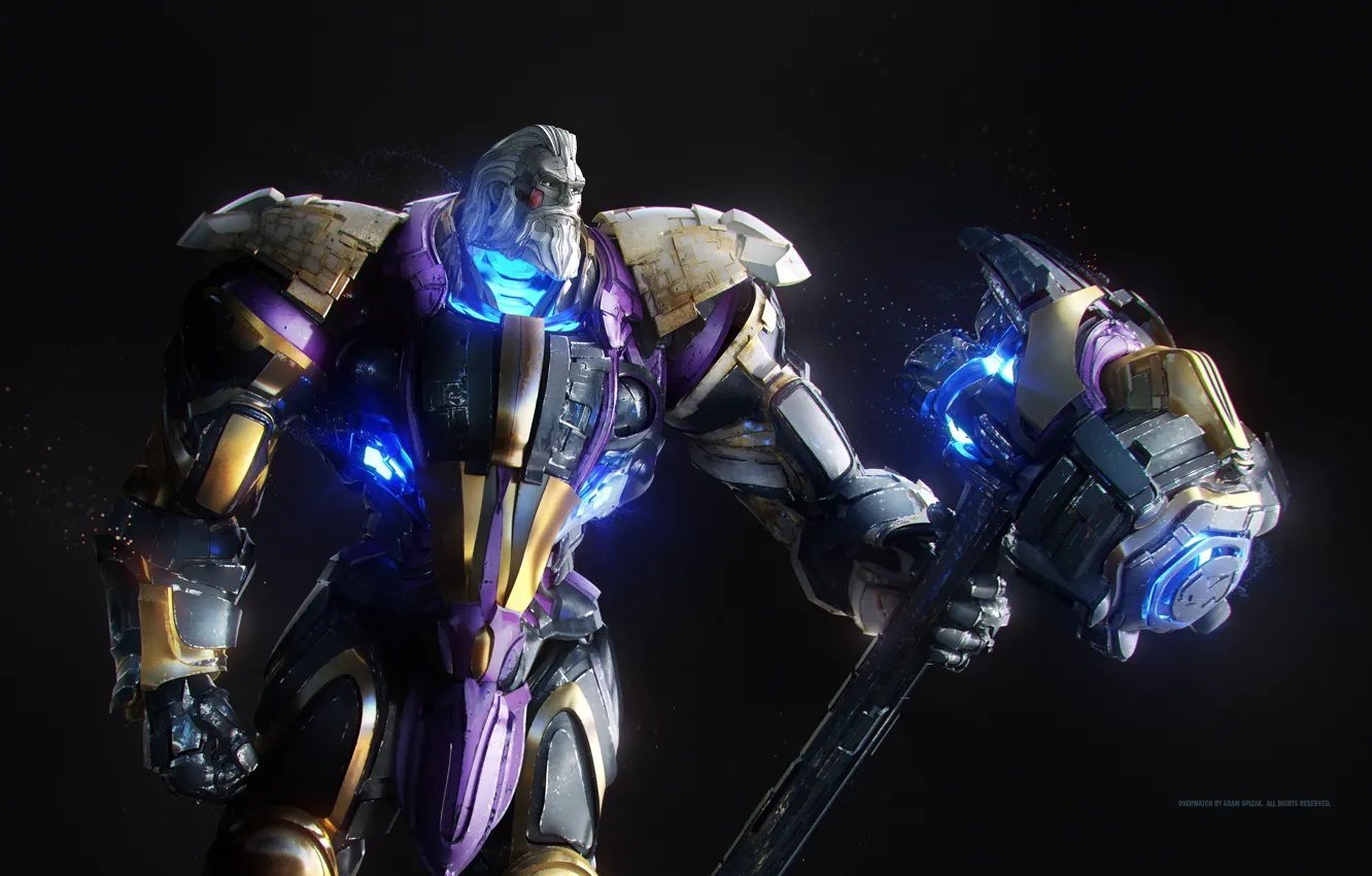 Photo wallpaper game, Warhammer, weapon, man, strong, Overwatch, Reinhardt