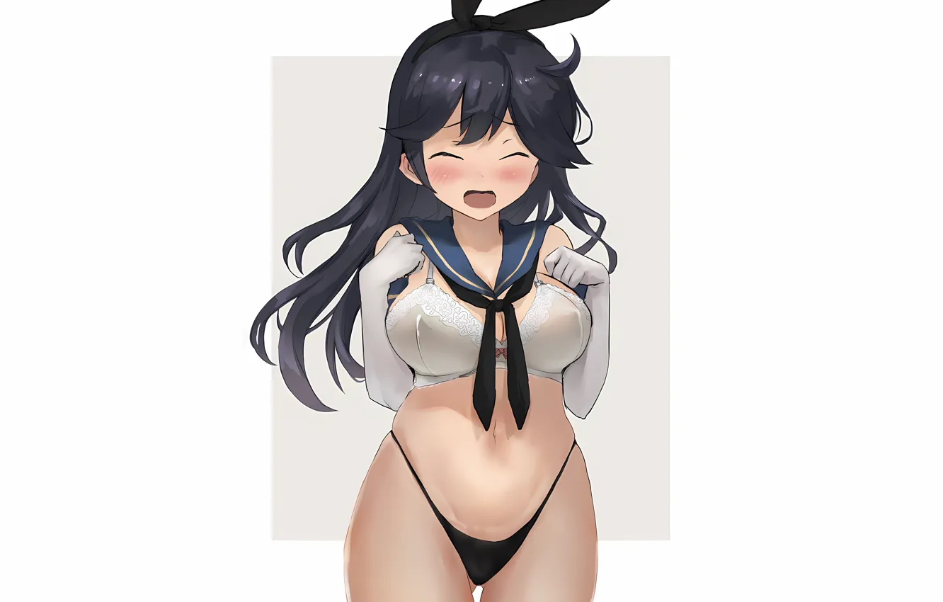 Photo wallpaper girl, sexy, lingerie, bra, cleavage, panties, long hair, boobs