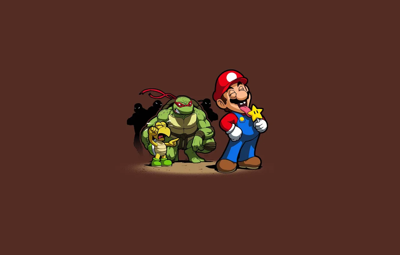 Photo wallpaper style, minimalism, humor, art, Mario, Super Mario, Teenage mutant ninja turtles, NINJA TURTLES