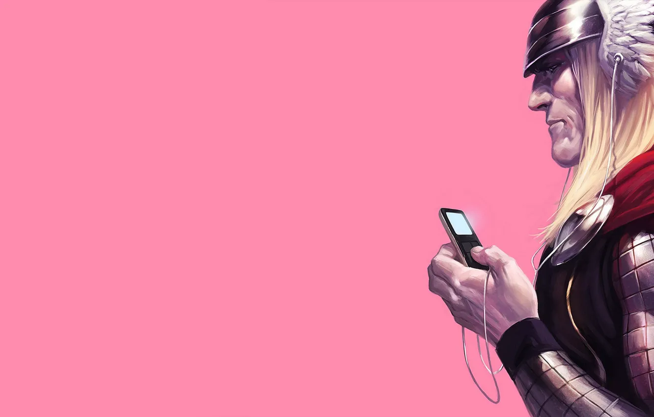 Photo wallpaper music, wire, headphones, player, comic, Thor, Thor, Marvel Comics