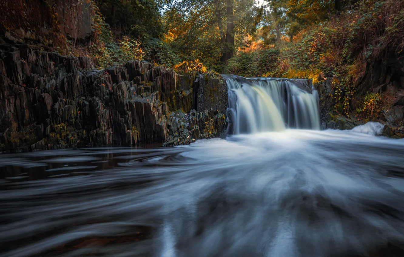 Photo wallpaper stones, rocks, shore, waterfall, stream, pond