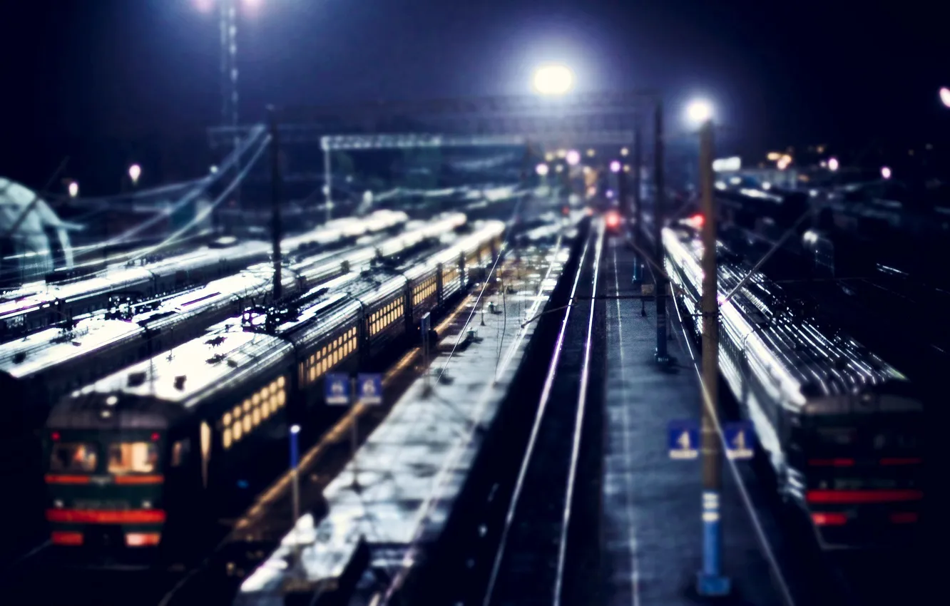 Photo wallpaper night, station, train, Vladimir Smith, Vladimir Smith, Kaluga-1