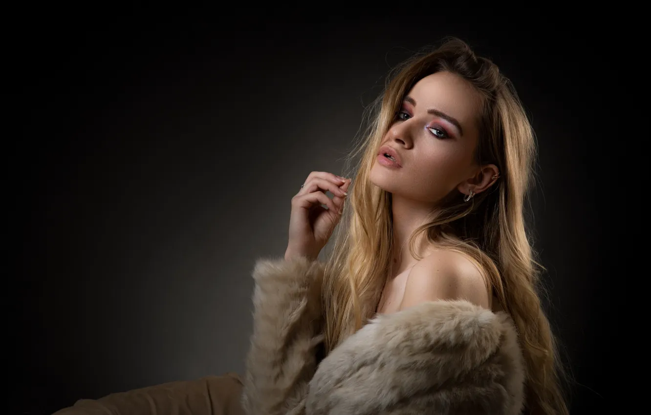 Photo wallpaper look, girl, hair, portrait, blonde