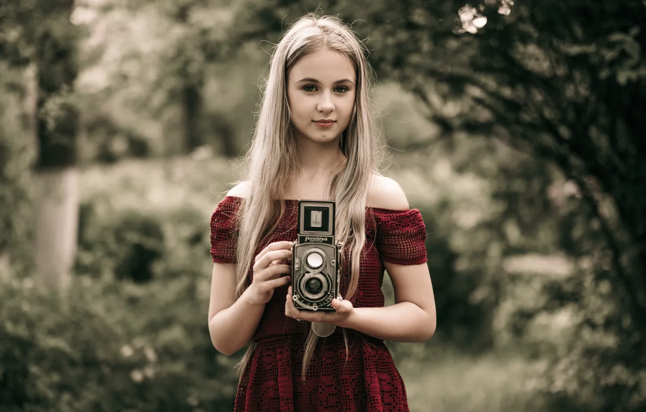 Photo wallpaper girl, background, sweetheart, the camera