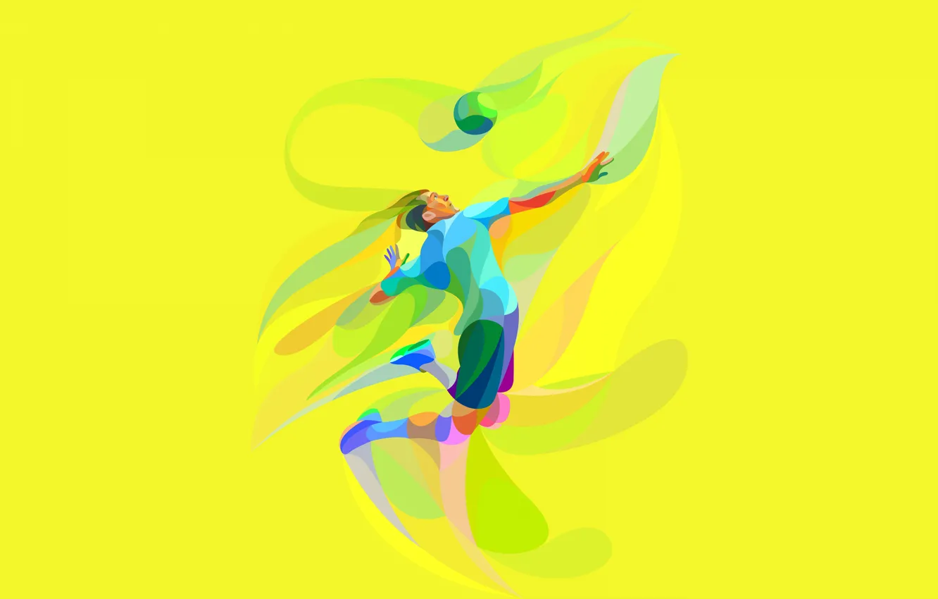 Photo wallpaper the game, the ball, athlete, volleyball, low poly, volleyball player