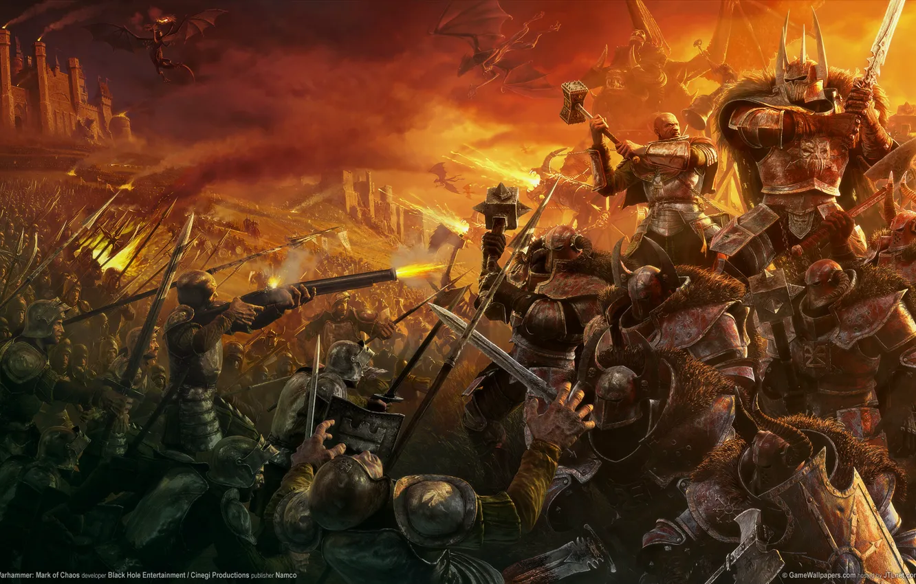 Photo wallpaper battle, heroes, WarHammer, mark of chaos dragons