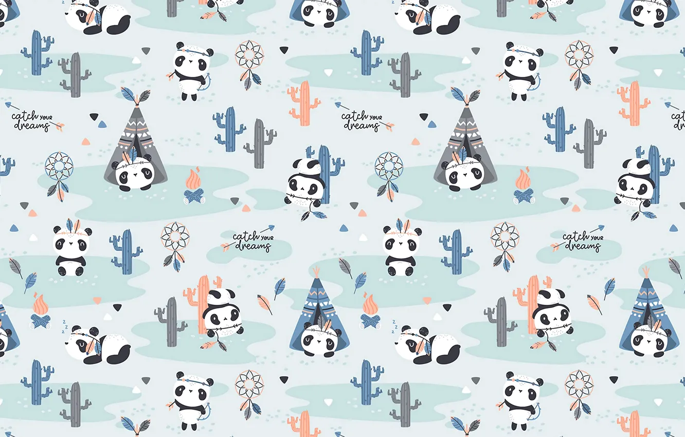 Photo wallpaper pattern, textures, funny, cute, 4k ultra hd background, pandas
