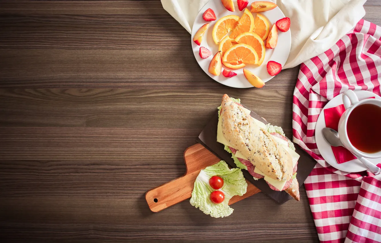 Photo wallpaper fresh, morning, breakfast, Baguette