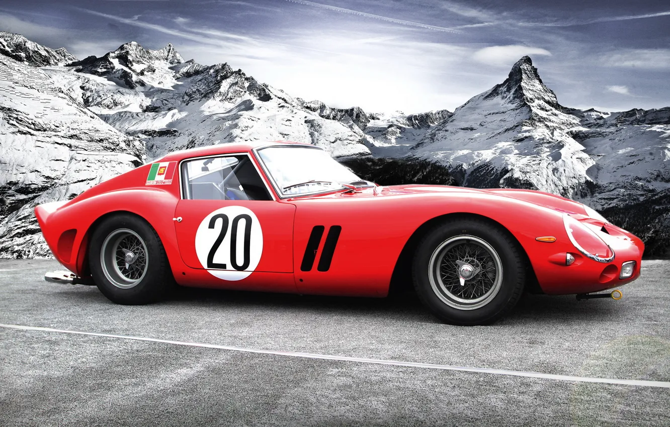 Photo wallpaper mountains, Ferrari, classic, autowalls, Ferrari 250 GTO