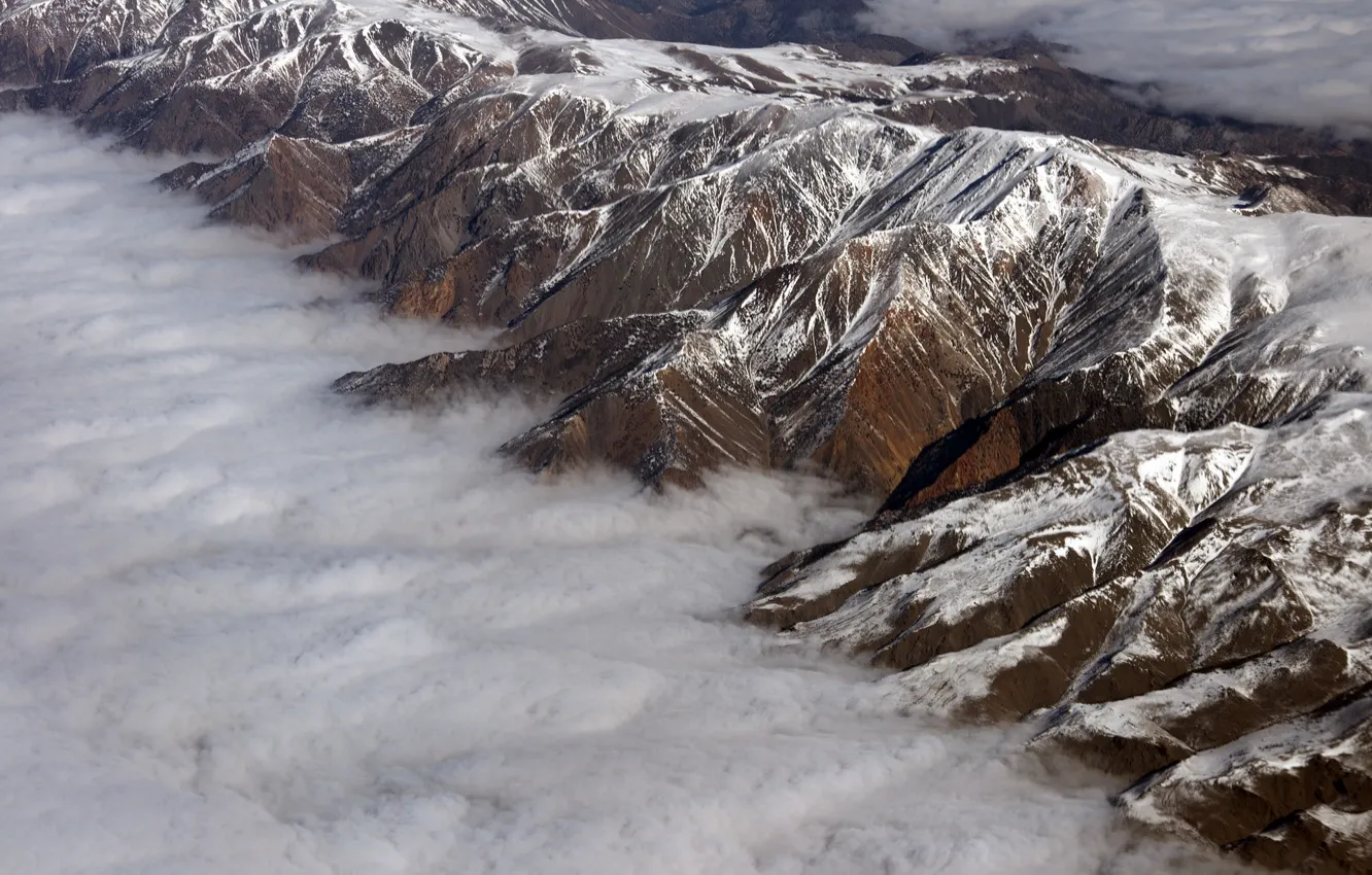 Photo wallpaper clouds, landscape, mountains