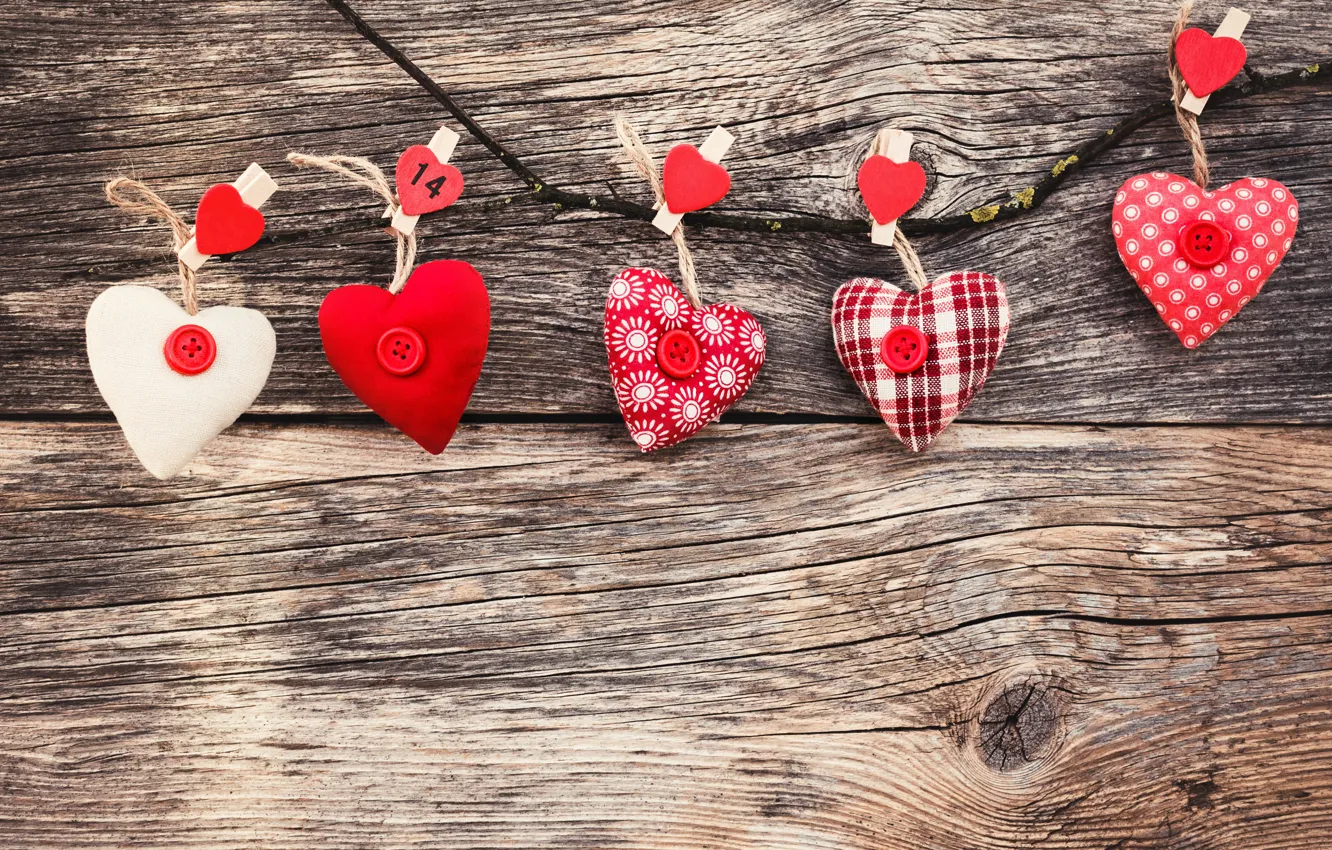 Photo wallpaper love, red, heart, hearts, red, love, wood, romantic