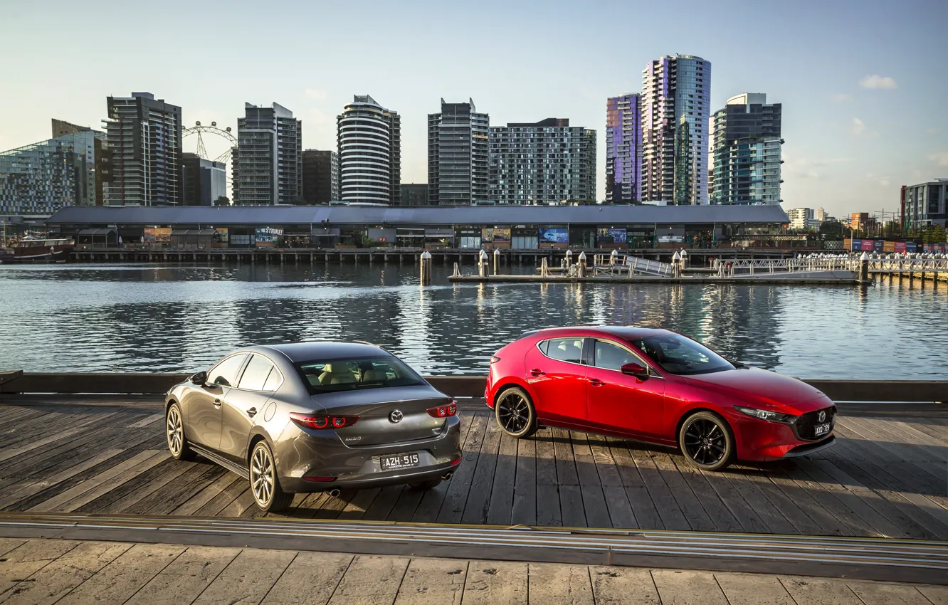 Photo wallpaper photo, Mazda, Cars, Two, Mazda3, 2019