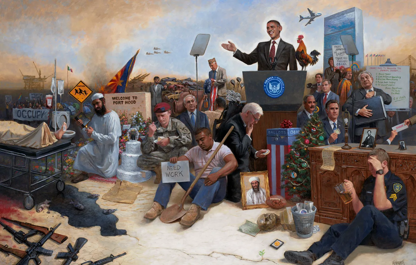 Photo wallpaper people, war, America, USA, Barack Obama, Jon McNaughton, Obamanation