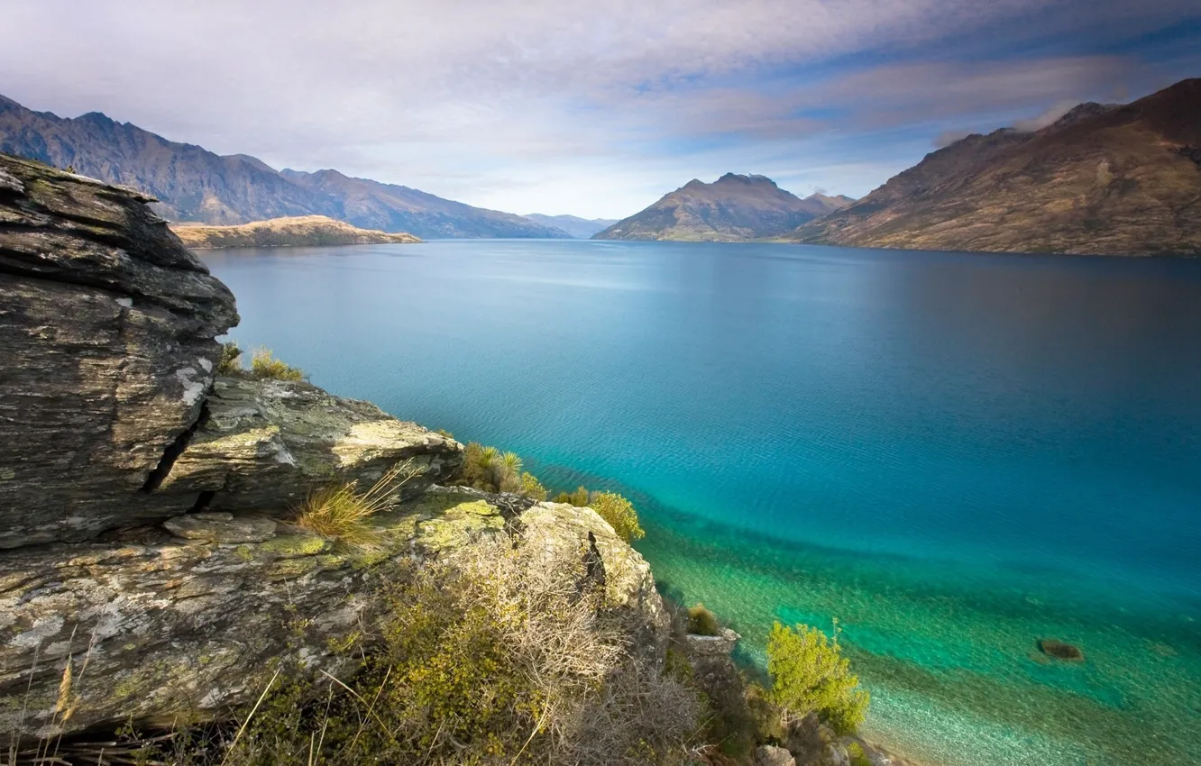 Photo wallpaper water, mountains, Lake