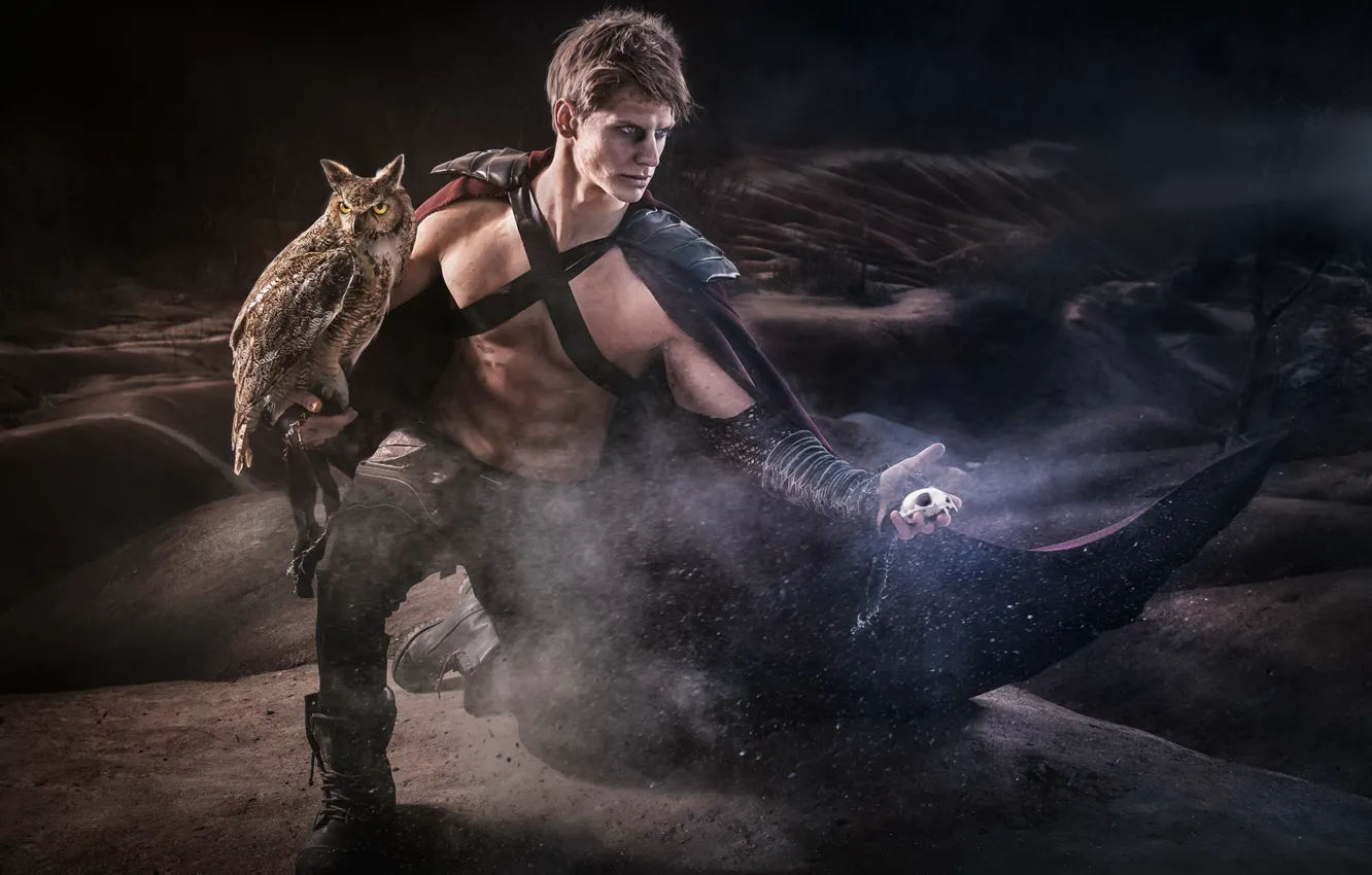 Photo wallpaper background, owl, guy