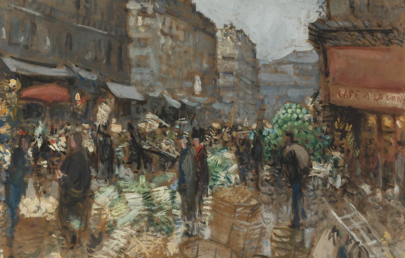 Photo wallpaper picture, the urban landscape, The market, Pierre Eugène Montesin, Pierre-Eugene Montezin