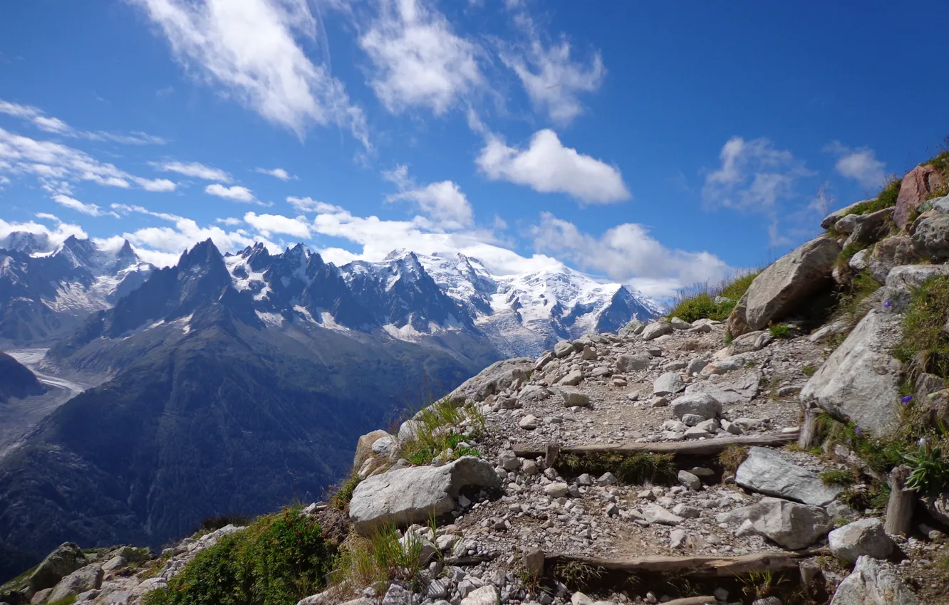 Photo wallpaper Mountain, France, Alpes, Glacier, Mont Blanc, Lac Blanc, Argentière, Aiguille du midi