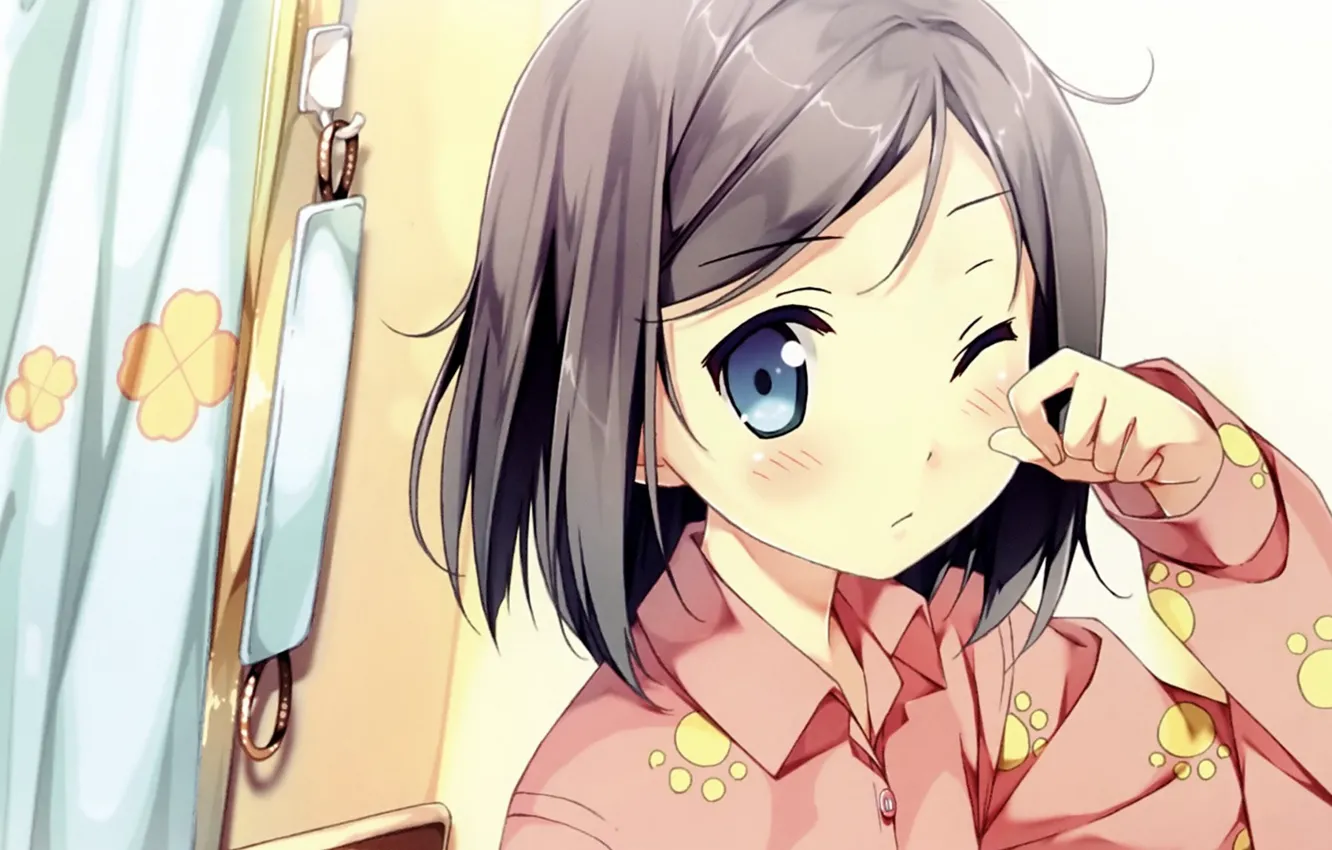 Photo wallpaper room, morning, pajamas, apartment, blue eyes, black hair