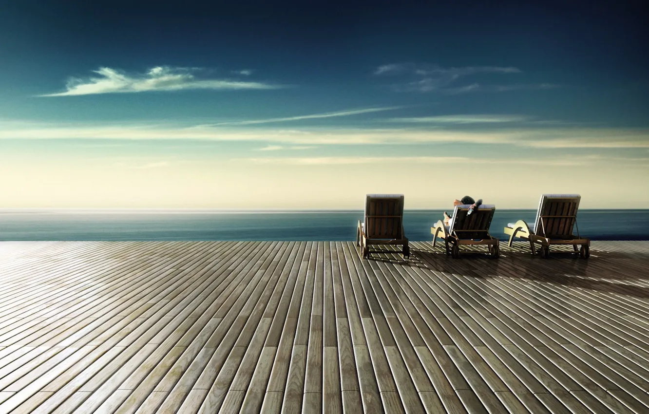 Photo wallpaper the sky, stay, 153, sun loungers