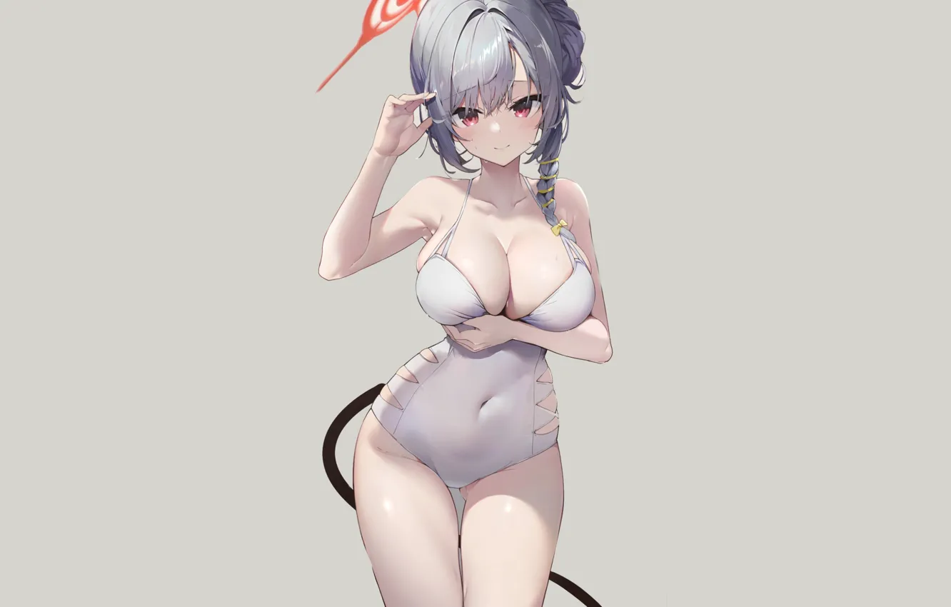 Photo wallpaper girl, white, sexy, sexy girl, anime, swimsuit, babe, oppai