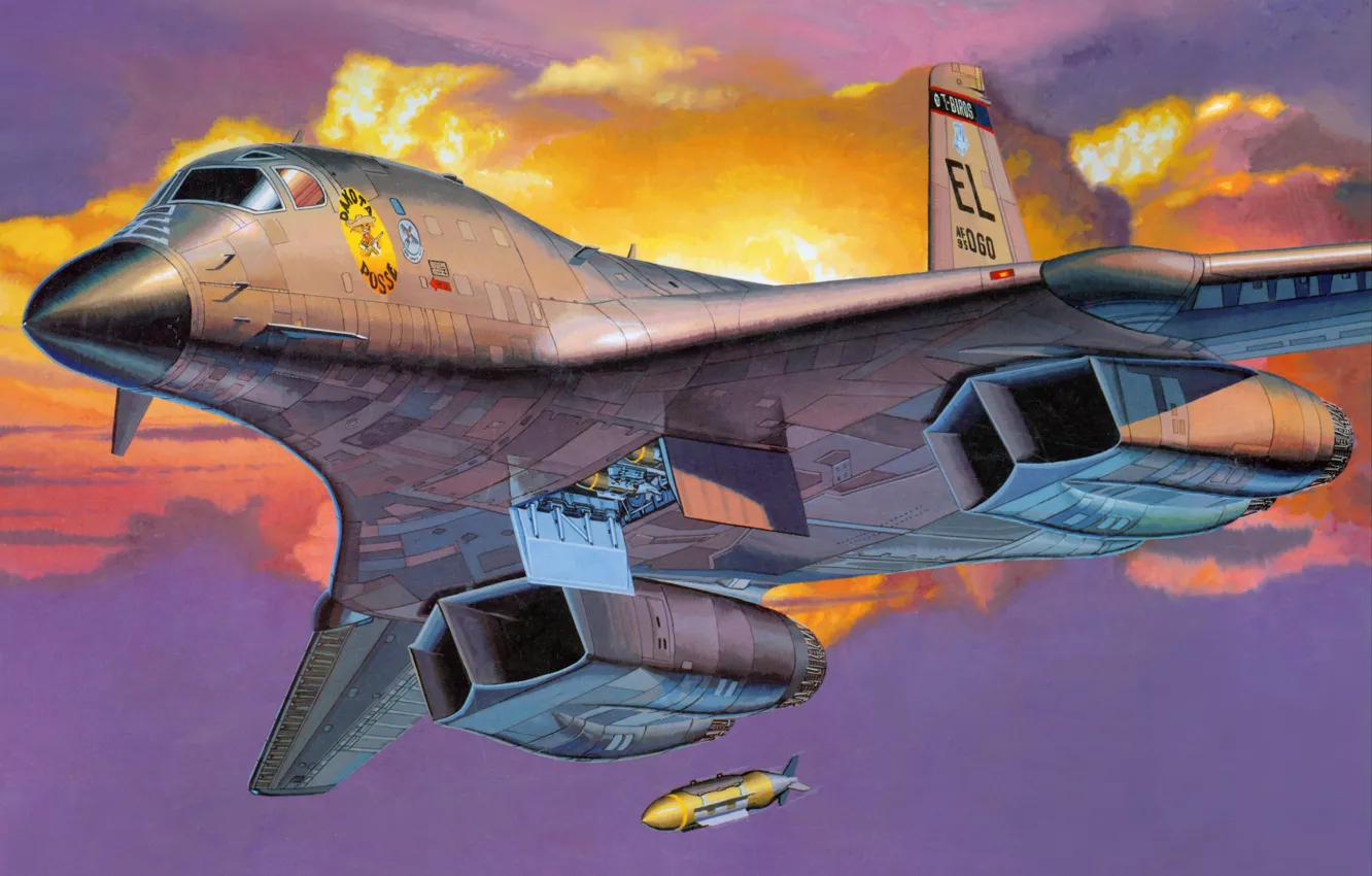 Photo wallpaper the sky, aviation, the plane, bomb, B-1B