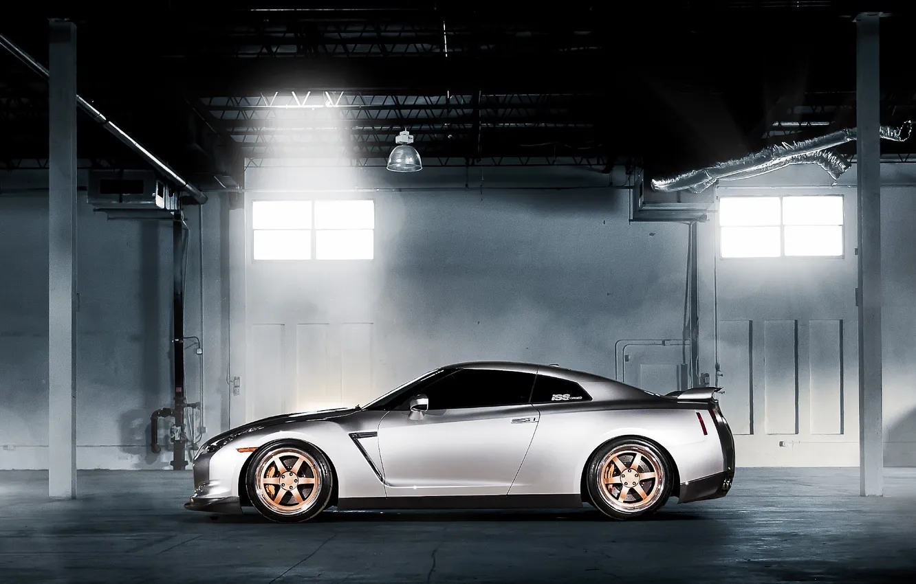 Photo wallpaper tuning, smoke, Nissan GT-R R35
