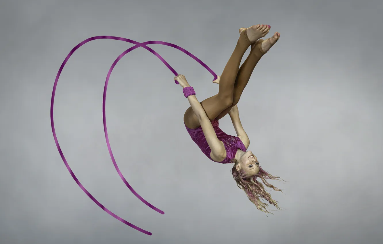 Photo wallpaper jump, tape, grace, athlete, gymnast, exercise, Eddie Leach, The Flamingo