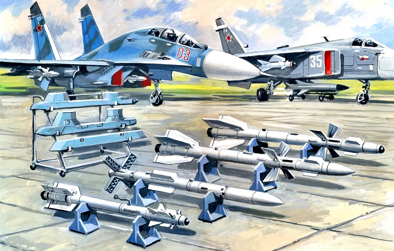Photo wallpaper Missiles, Su-24, Su-30, Videoconferencing Russia, "Air-air", aircraft weapons