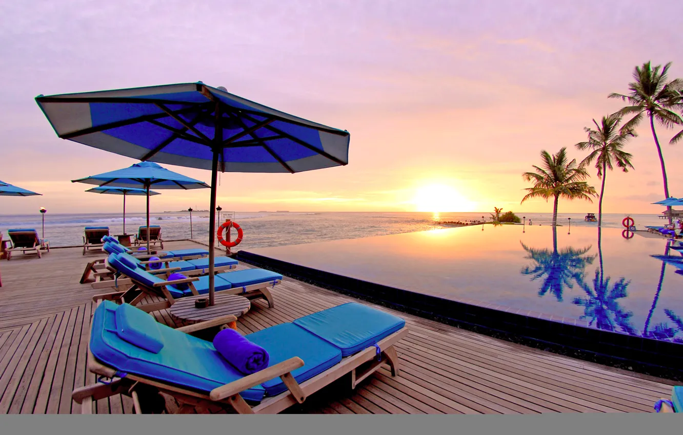 Photo wallpaper sea, the sky, water, the sun, sunset, nature, reflection, the ocean