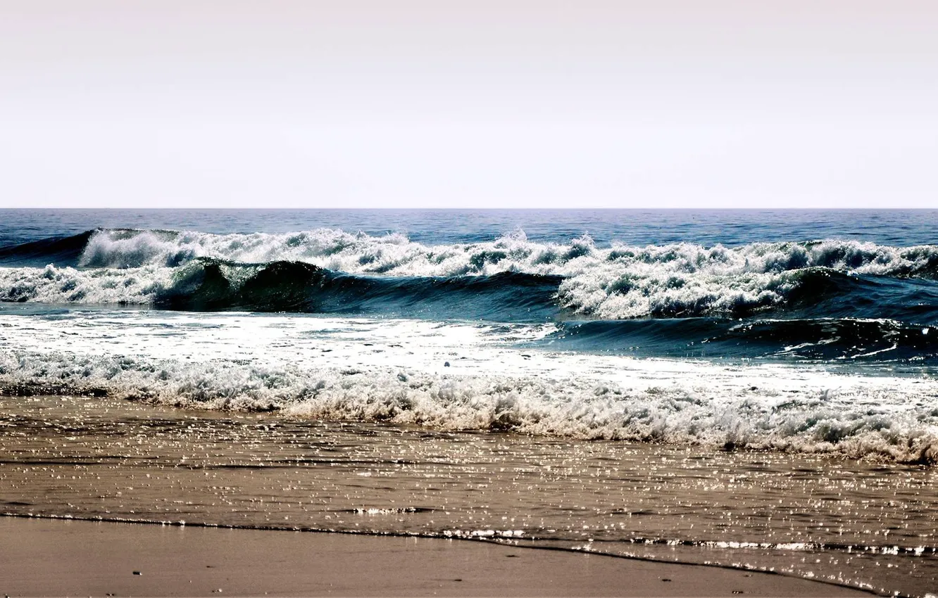 Photo wallpaper sea, wave, beach, summer, the sky, foam, water, landscape