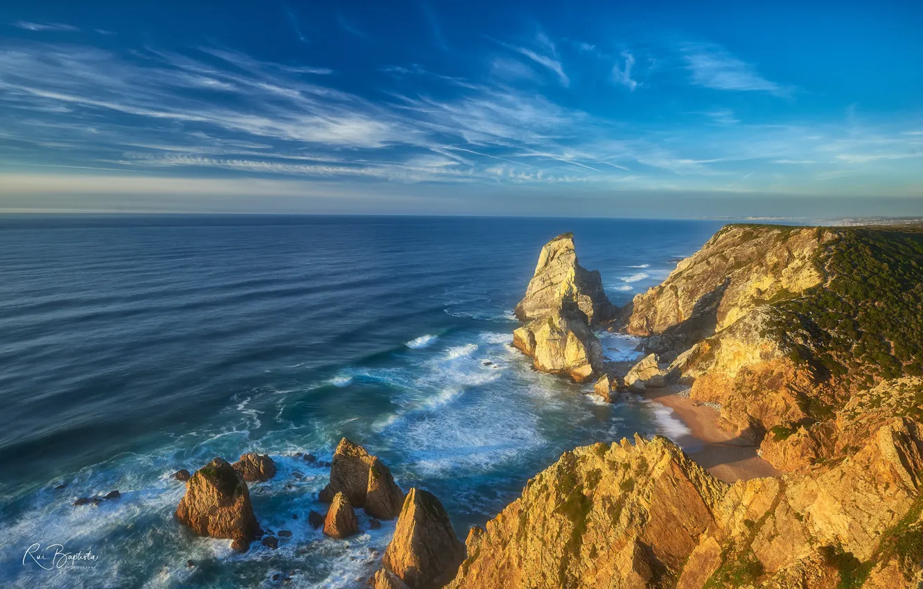 Photo wallpaper the ocean, rocks, coast, Portugal, Portugal, The Atlantic ocean, Atlantic Ocean, Sintra