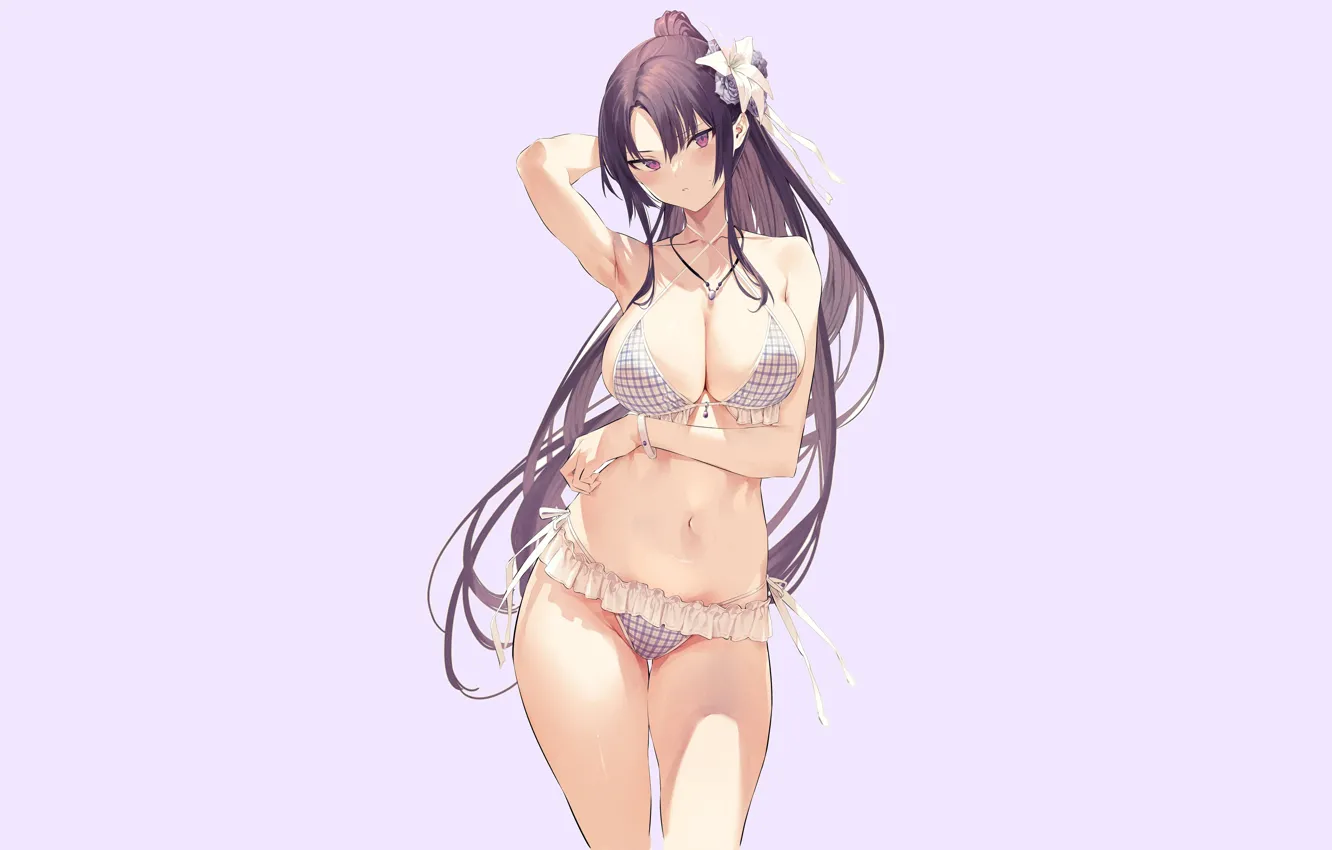 Photo wallpaper girl, hot, sexy, long hair, anime, pretty, purple, body