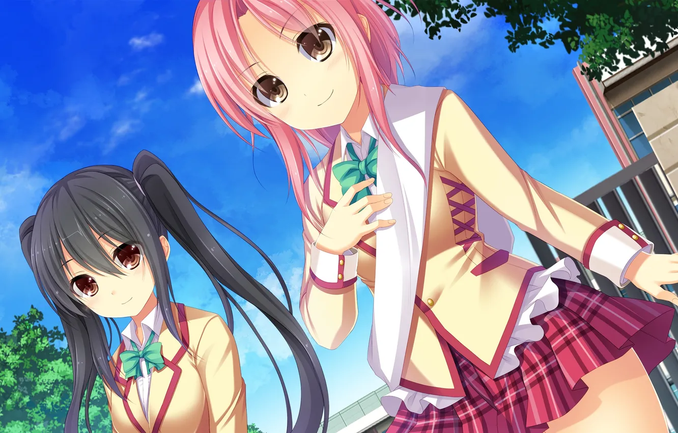 Photo wallpaper look, girl, smile, form, gesture, art, otonari koi sensou!, aihara face